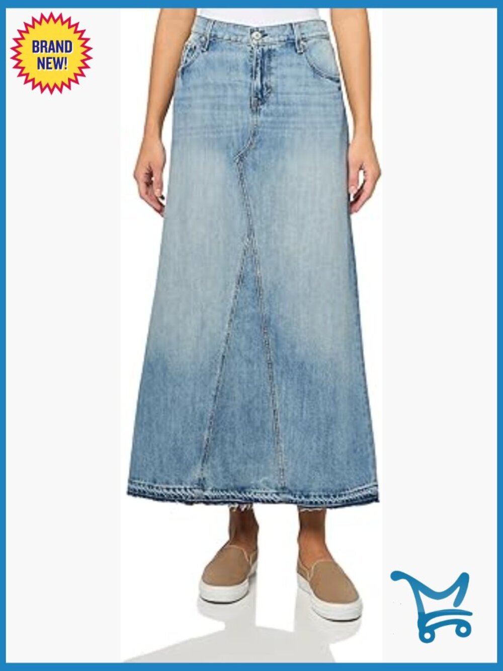 High Rise Denim Maxi Skirt - Cotton - Machine Wash